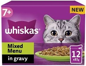 7+ Mixed Menu Senior Wet Cat Food Pouches in Gravy 12pk