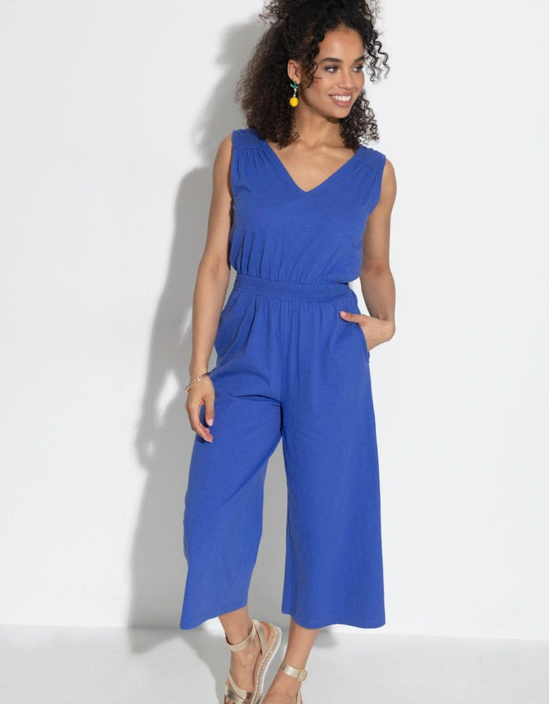 Maya Cotton Slub Jersey Built-Up Cropped Leg Jumpsuit