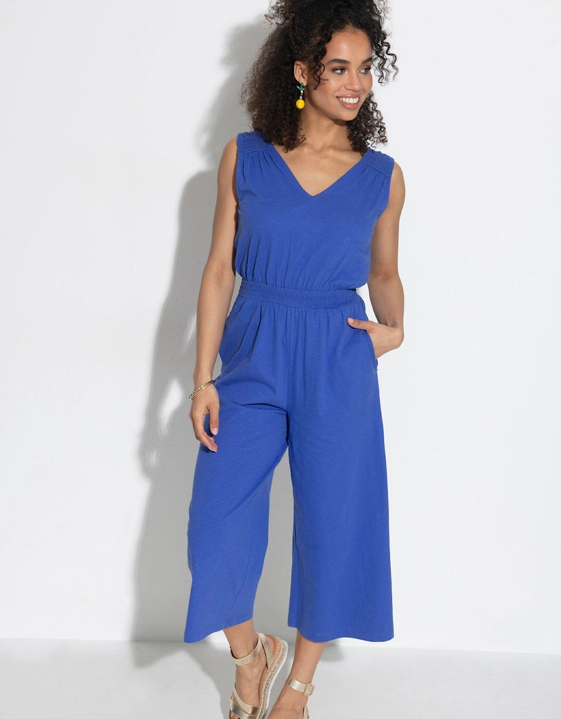 Maya Cotton Slub Jersey Built-Up Cropped Leg Jumpsuit, 2 of 1