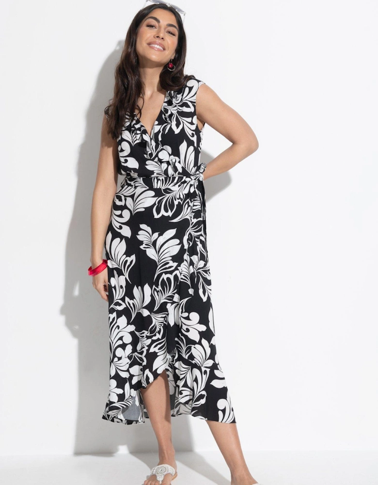 Midaxi Wrap Beach Dress with LENZING™ ECOVERO™ Viscose fibres - Black/White