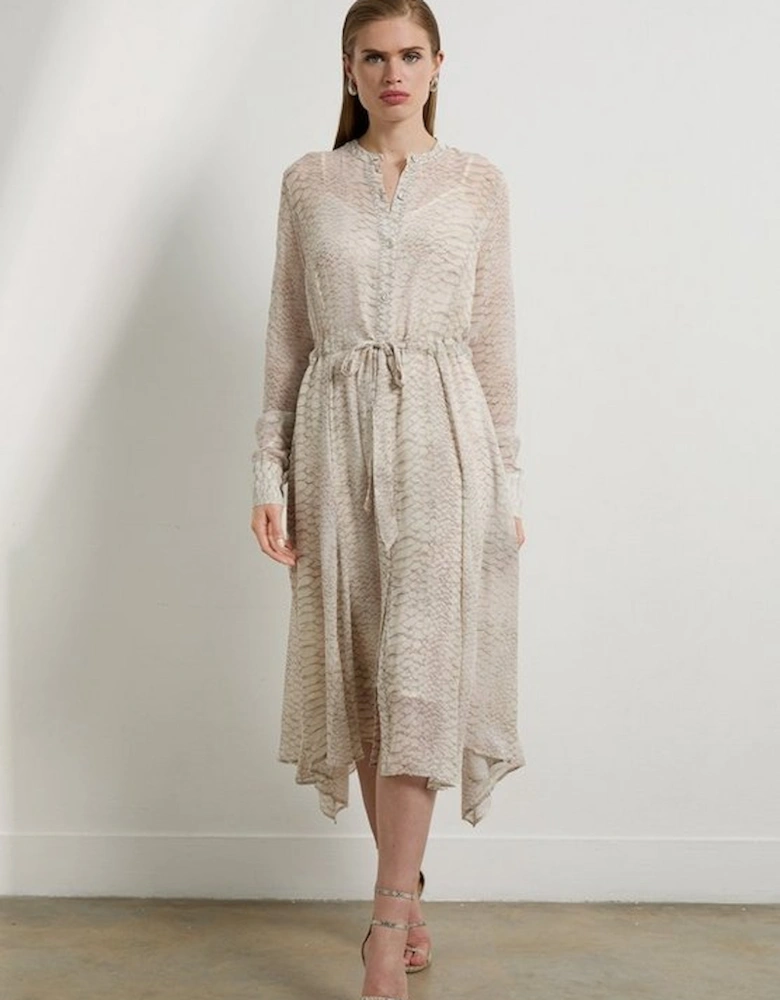 Petite Animal Print Viscose Georgette Woven Midi Dress