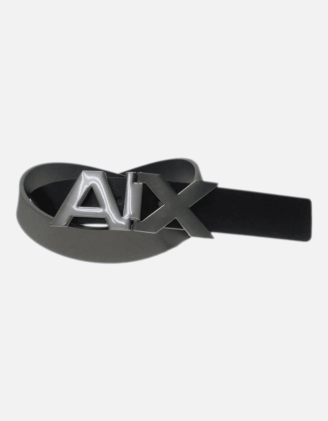 Leather AX Plate Buckle Black Belt