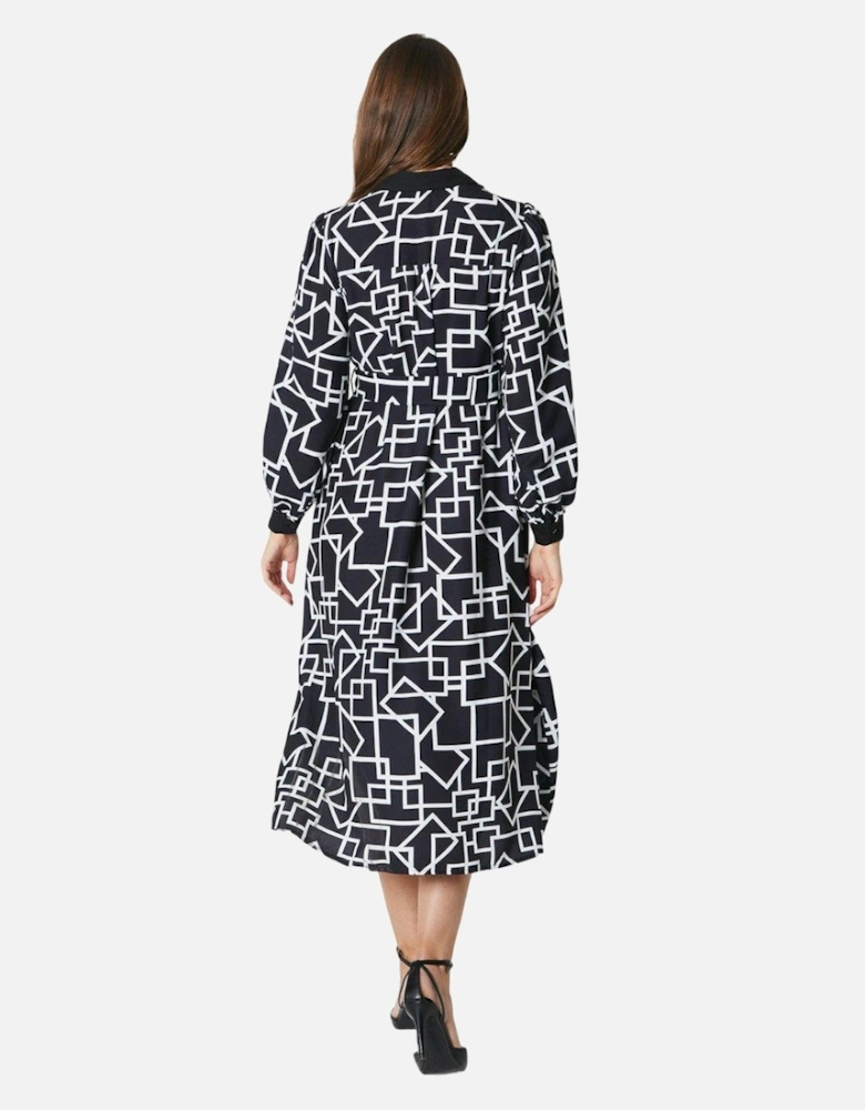 Womens/Ladies Geometric Midi Shirt Dress