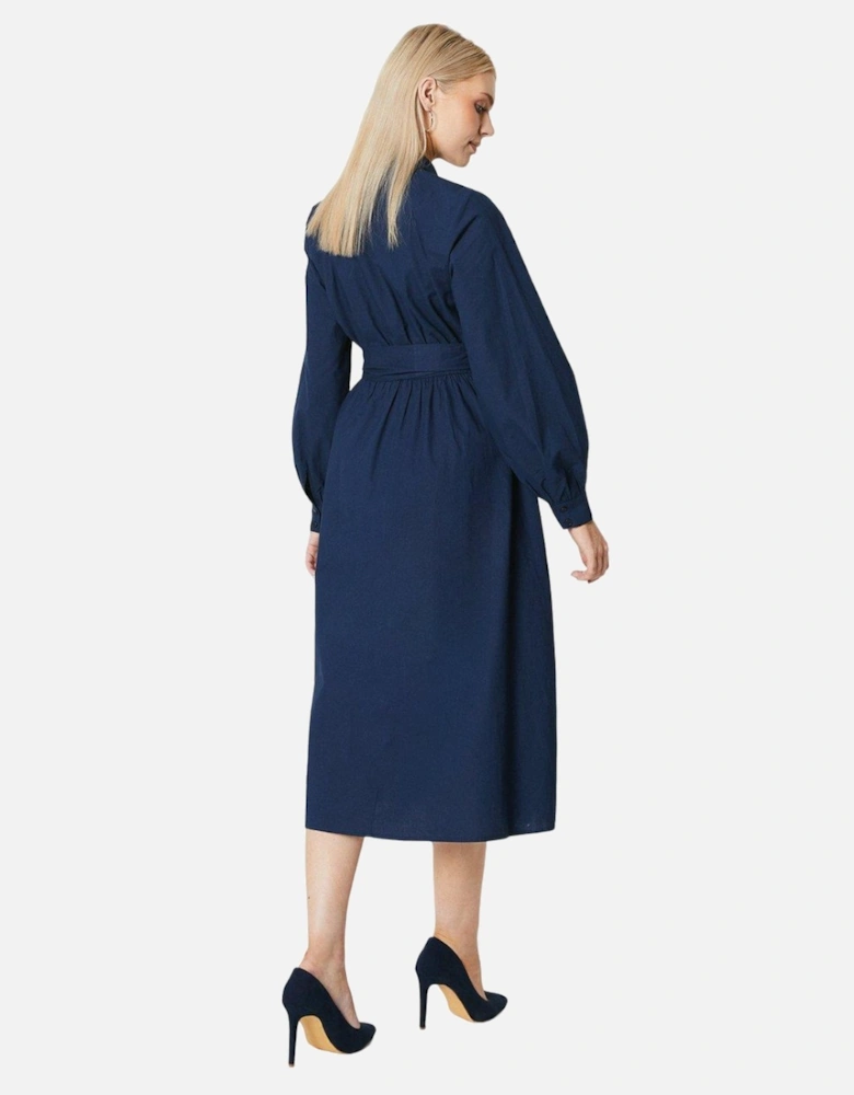 Womens/Ladies Belted Frill Midi Shirt Dress