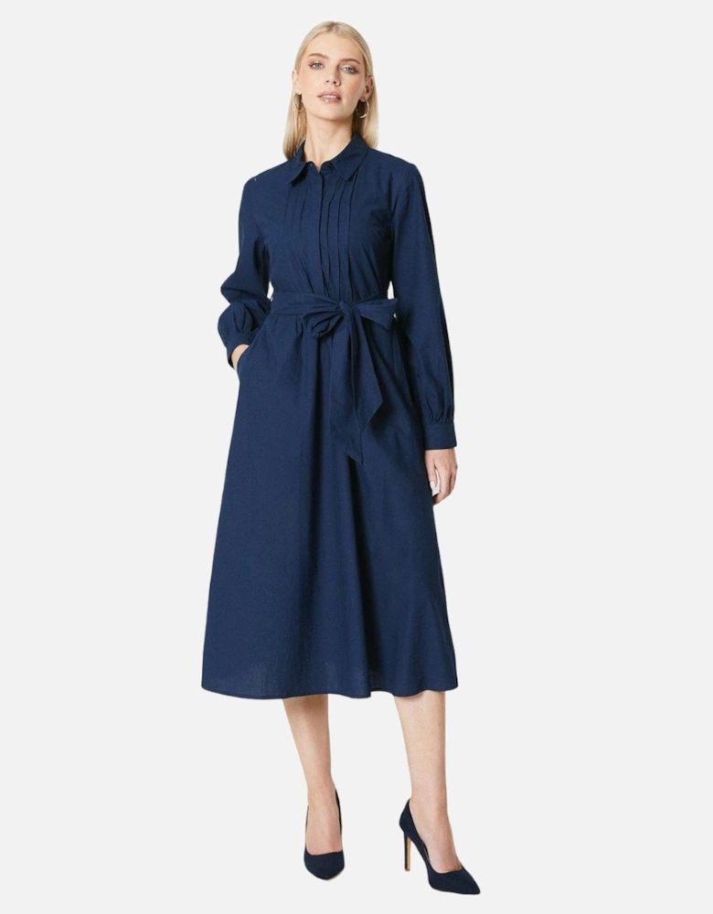 Womens/Ladies Belted Frill Midi Shirt Dress