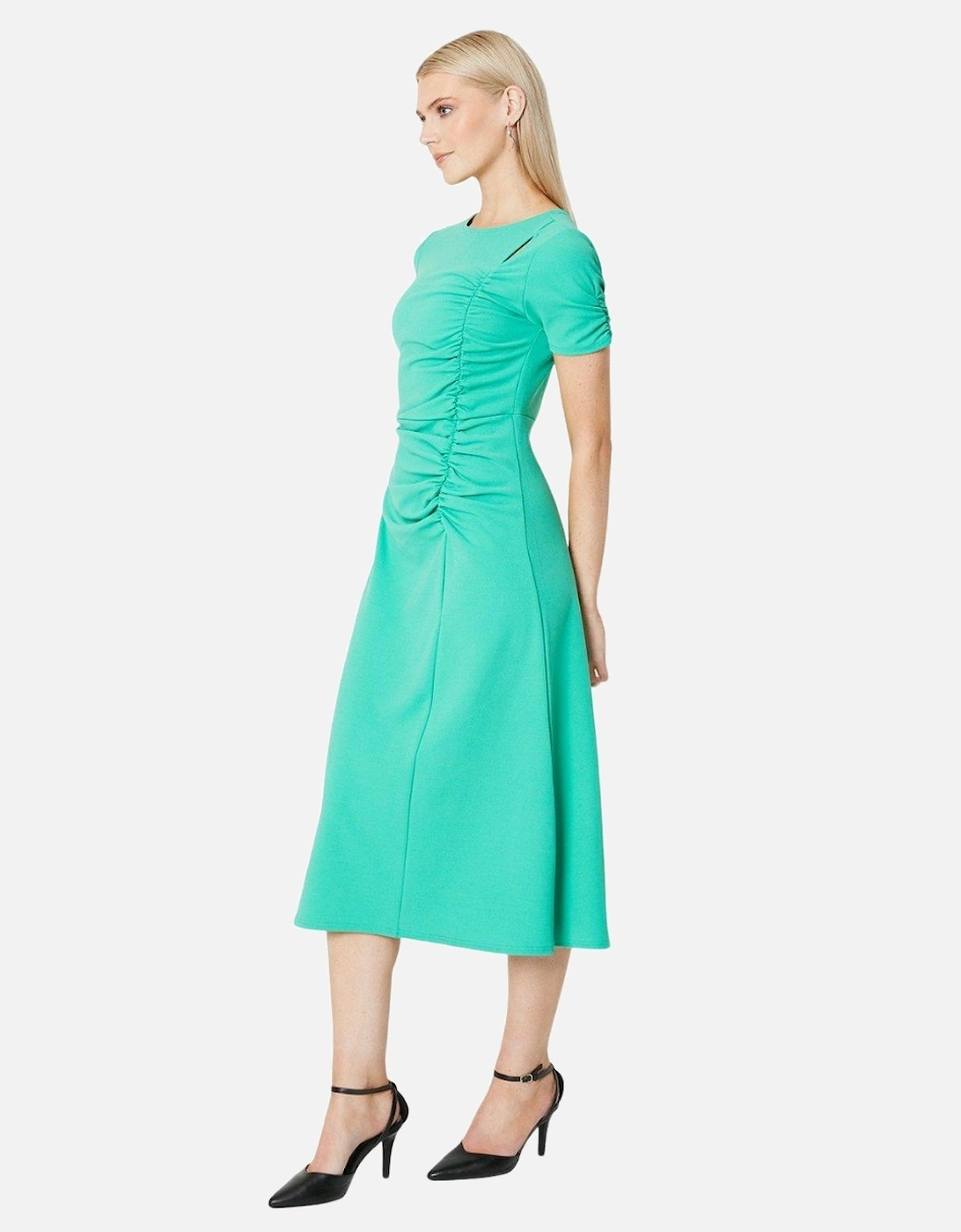 Womens/Ladies Ruched Front Midi Dress, 4 of 3