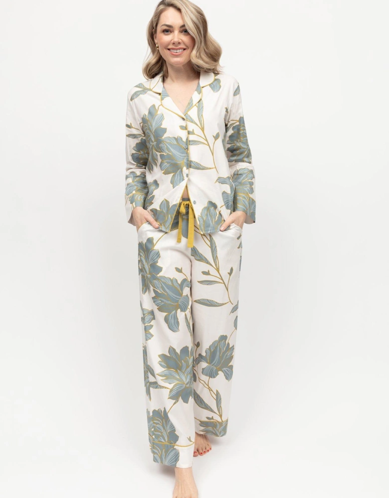 Piper White Floral Print Long Sleeve Pyjama Set - White