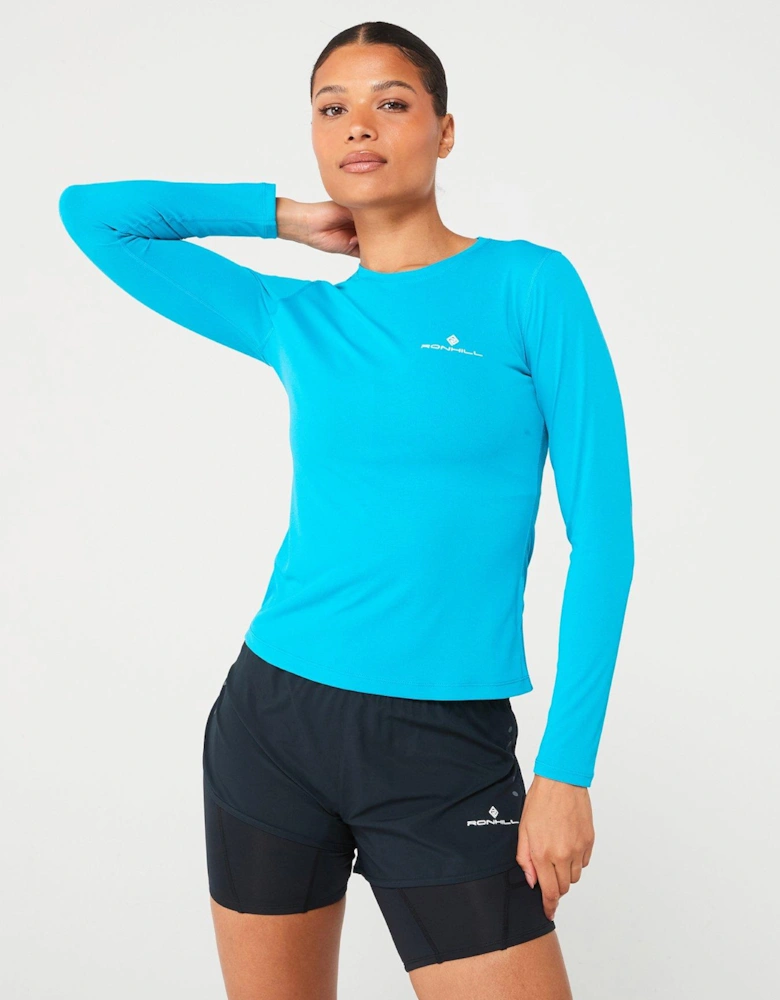 Womens Core Long Sleeve Running Tee -Blue/White