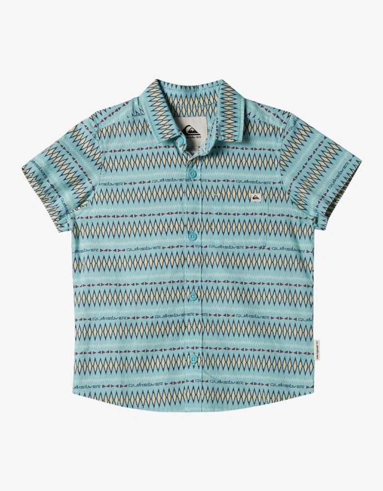 Boys Vibrations Short Sleeve Shirt - Blue Print