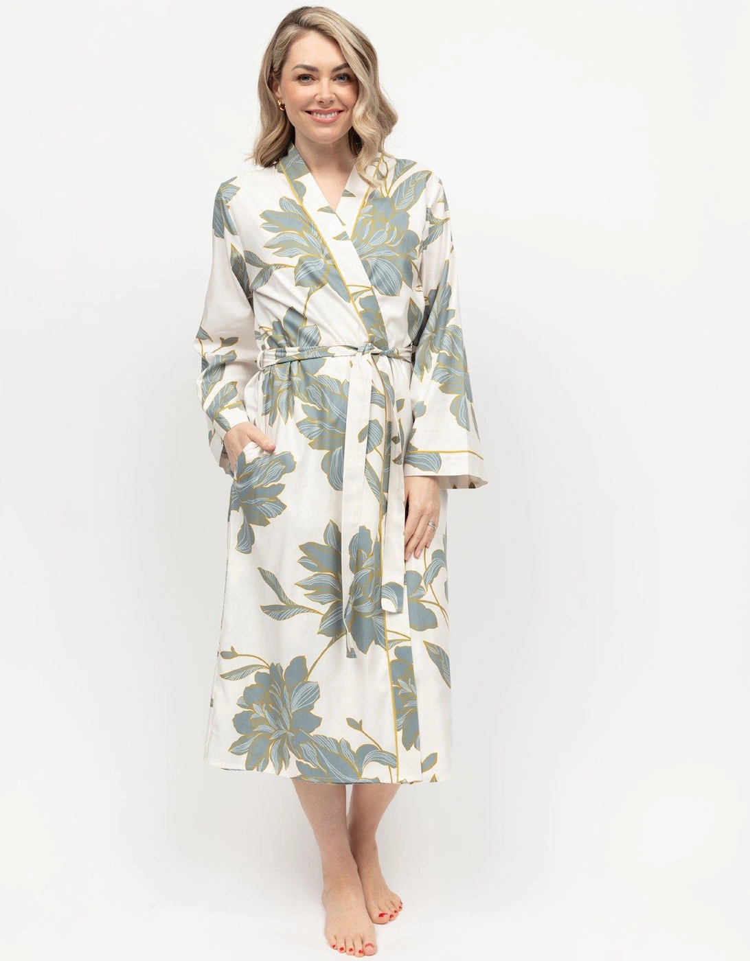 Piper White Floral Print Long Dressing Gown - White, 2 of 1