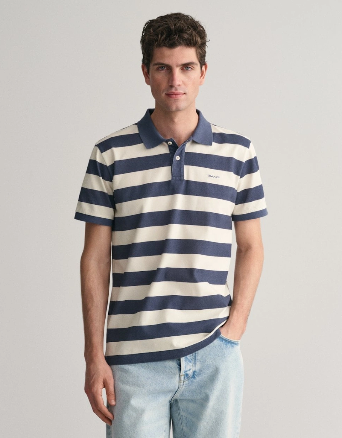 Mens Heavy Washed Stripe Polo, 4 of 3