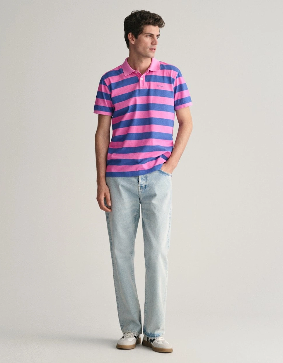 Mens Heavy Washed Stripe Polo