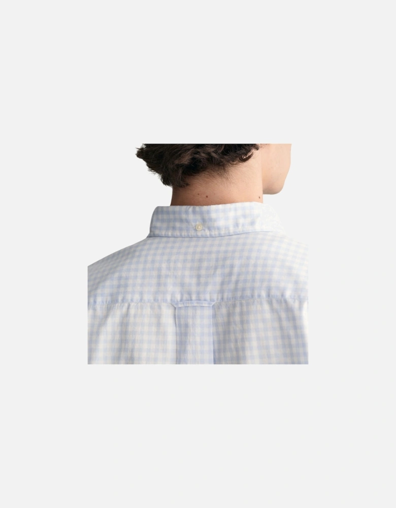 Reg Poplin Gingham SS Shirt - Light Blue