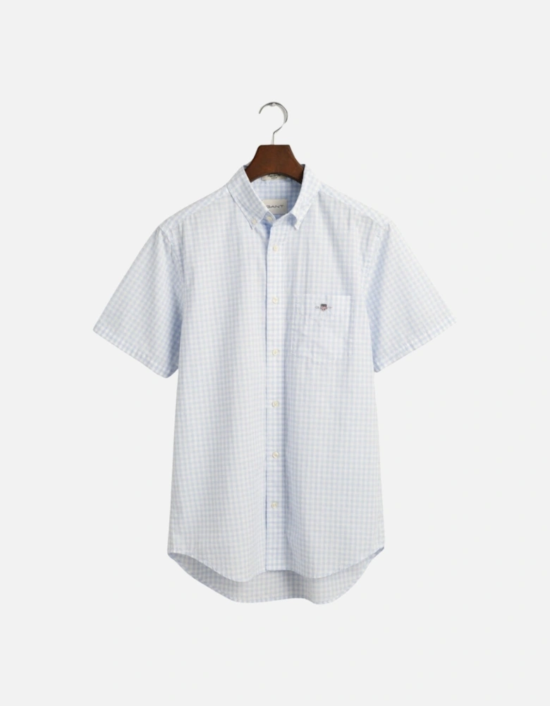 Reg Poplin Gingham SS Shirt - Light Blue