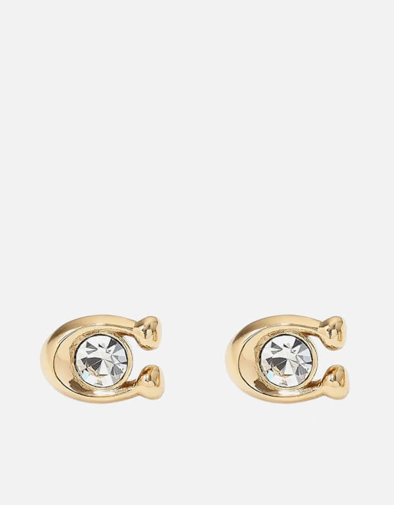 Signature Stone Gold-Tone and Crystal Earrings