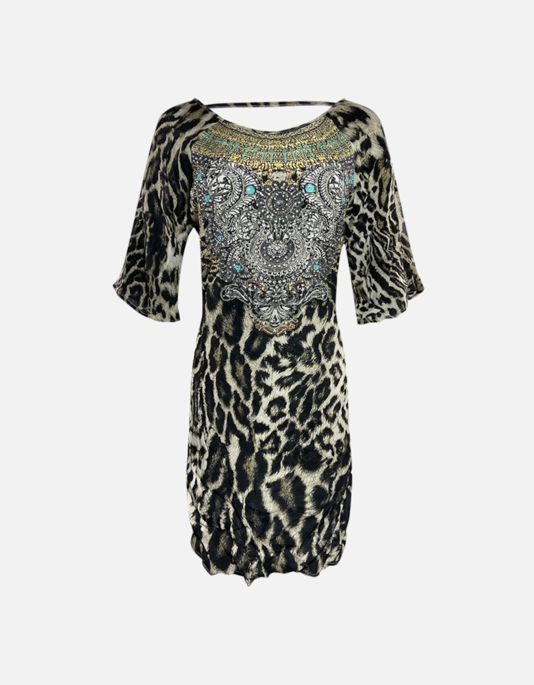 Siberia 1927 Brown Animal Print Flirt Dress