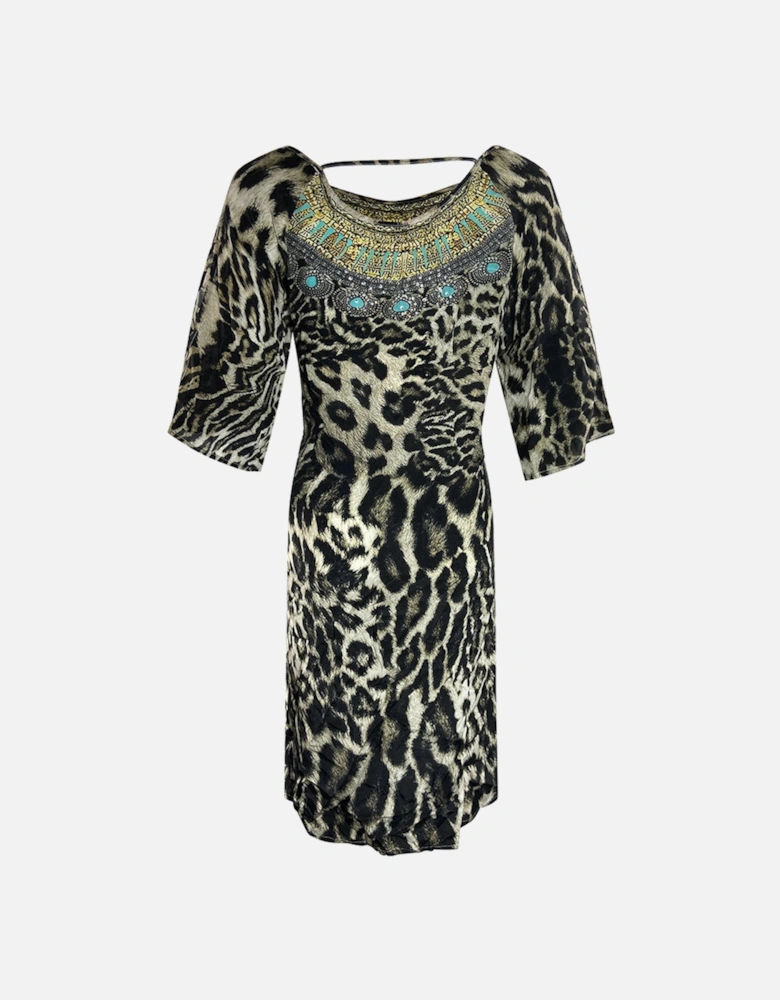 Siberia 1927 Brown Animal Print Flirt Dress