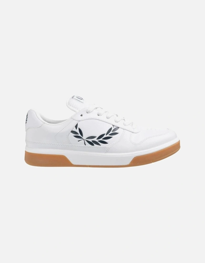 B300 Textured Leather White Trainers