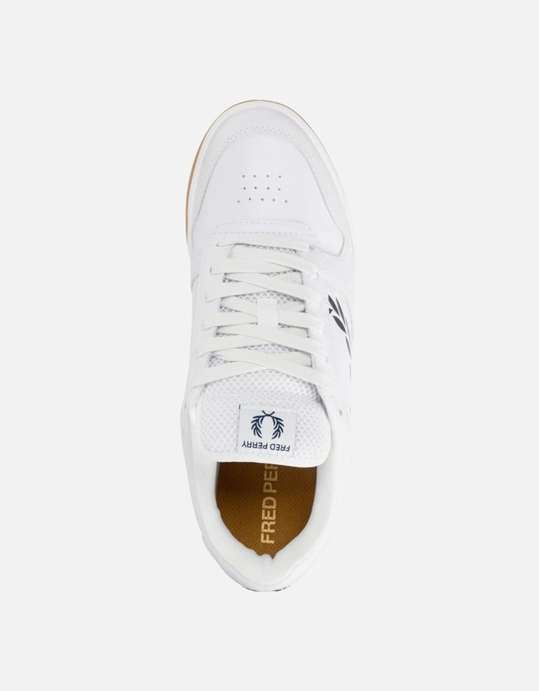 B300 Textured Leather White Trainers