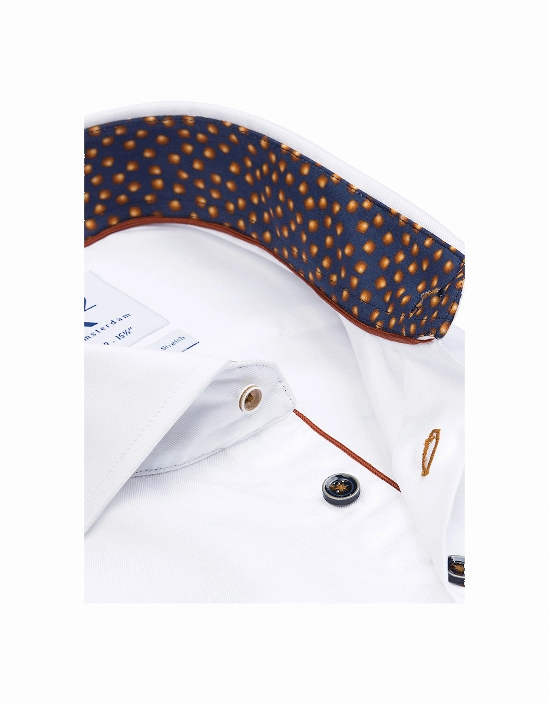 White Shirt With Navy And Orange Trim White