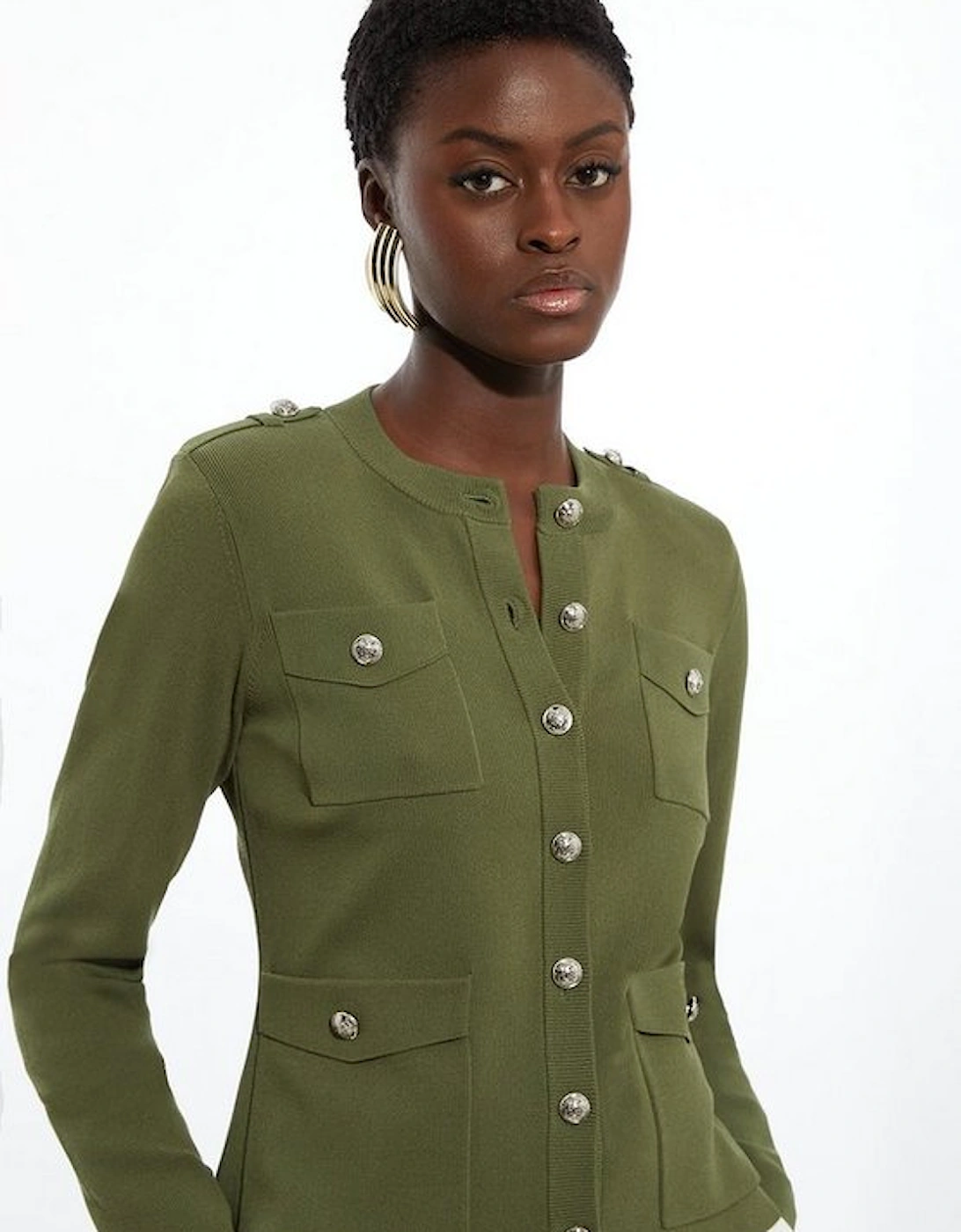 Military Trim Knitted Four Pocket Jacket, 4 of 3