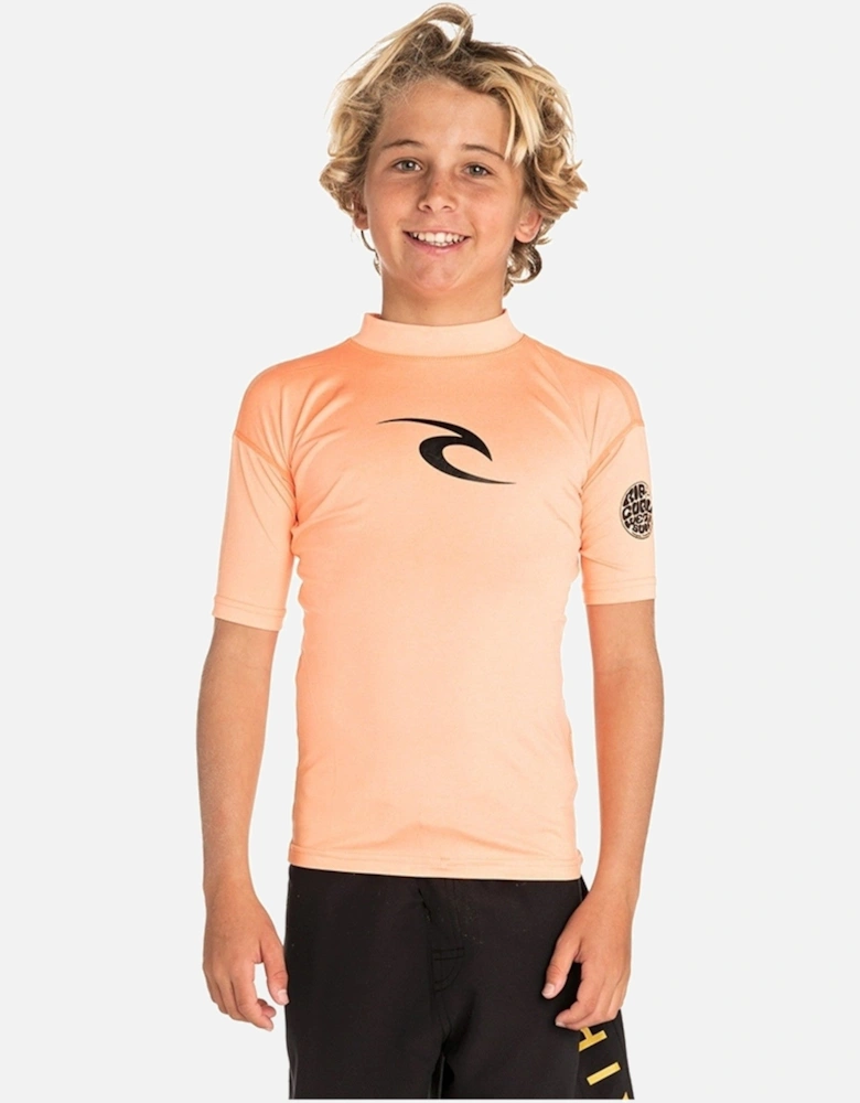 Rip Curl Kids Brand Wave UPF 50 Short Sleeve Rash Vest