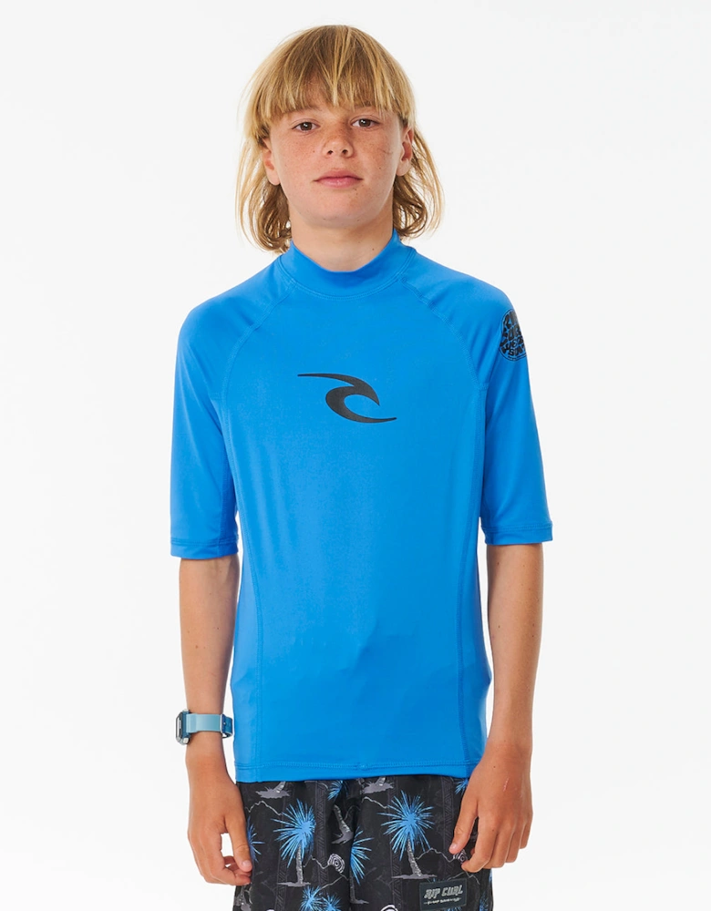 Rip Curl Kids Brand Wave UPF 50 Short Sleeve Rash Vest