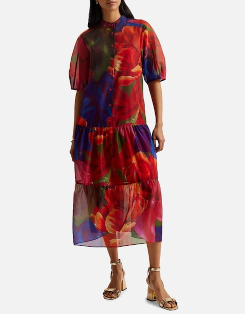 Miru Tropical Bloom Chiffon Midi Dress