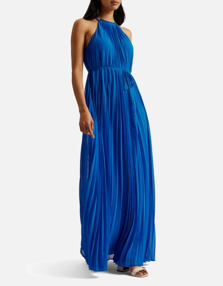 Helyos Pleated Chiffon Midi Dress