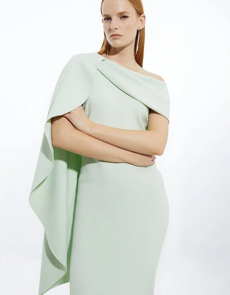 Scuba Drama Shoulder Detail Woven Midi Dress