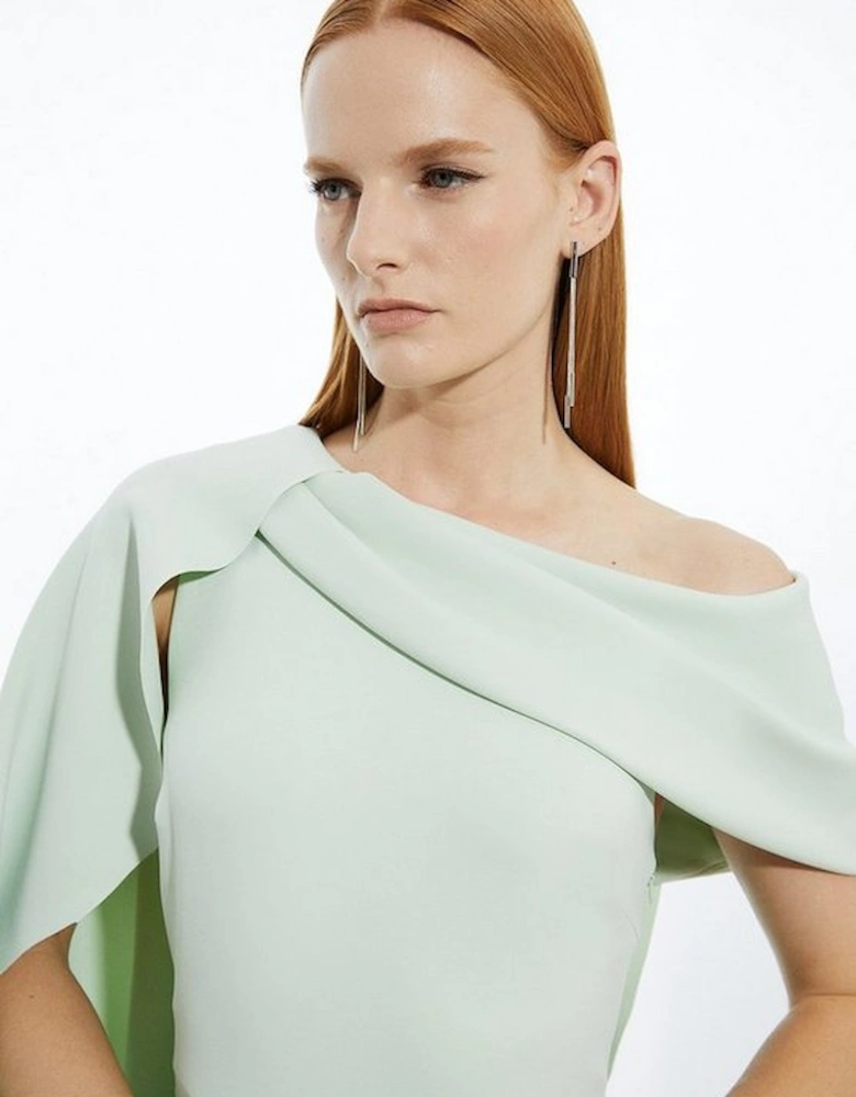 Scuba Drama Shoulder Detail Woven Midi Dress