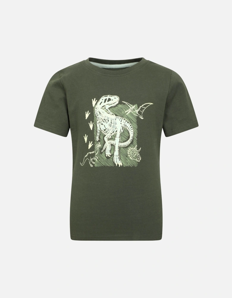 Childrens/Kids Dinosaur Organic Glow In The Dark T-Shirt