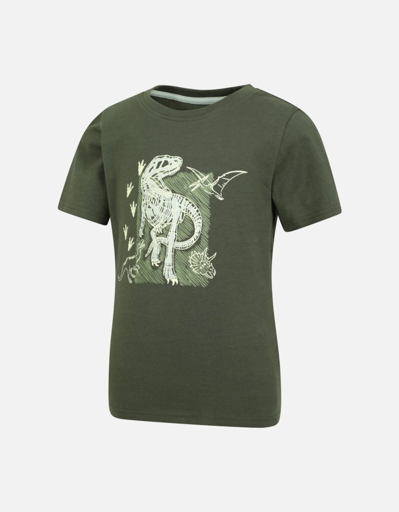 Childrens/Kids Dinosaur Organic Glow In The Dark T-Shirt