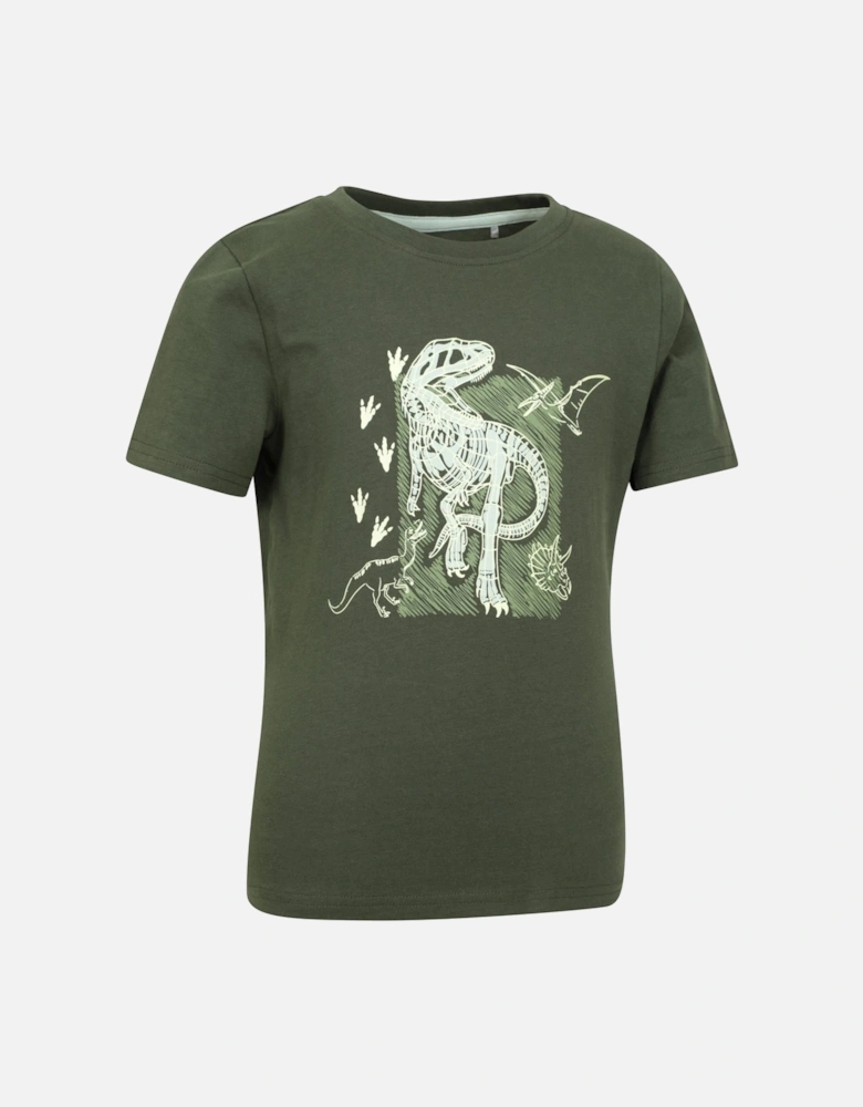 Childrens/Kids Dinosaur Organic Glow In The Dark T-Shirt