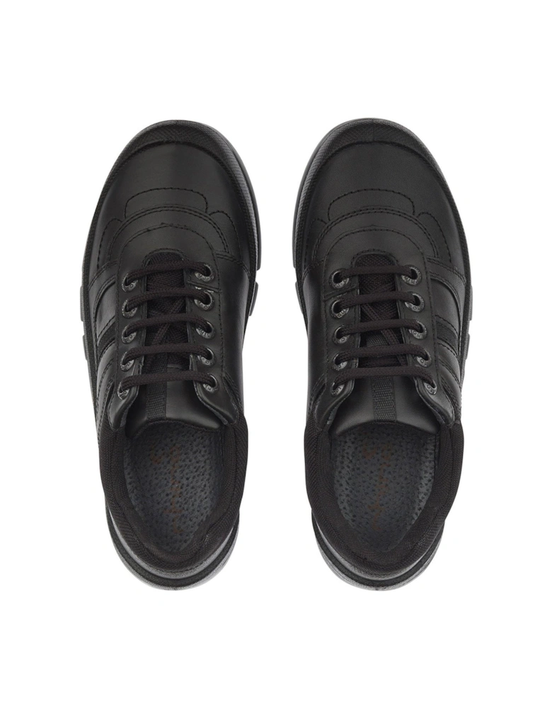 Boys Rhino Sherman Leather Lace Up School Shoes - Black