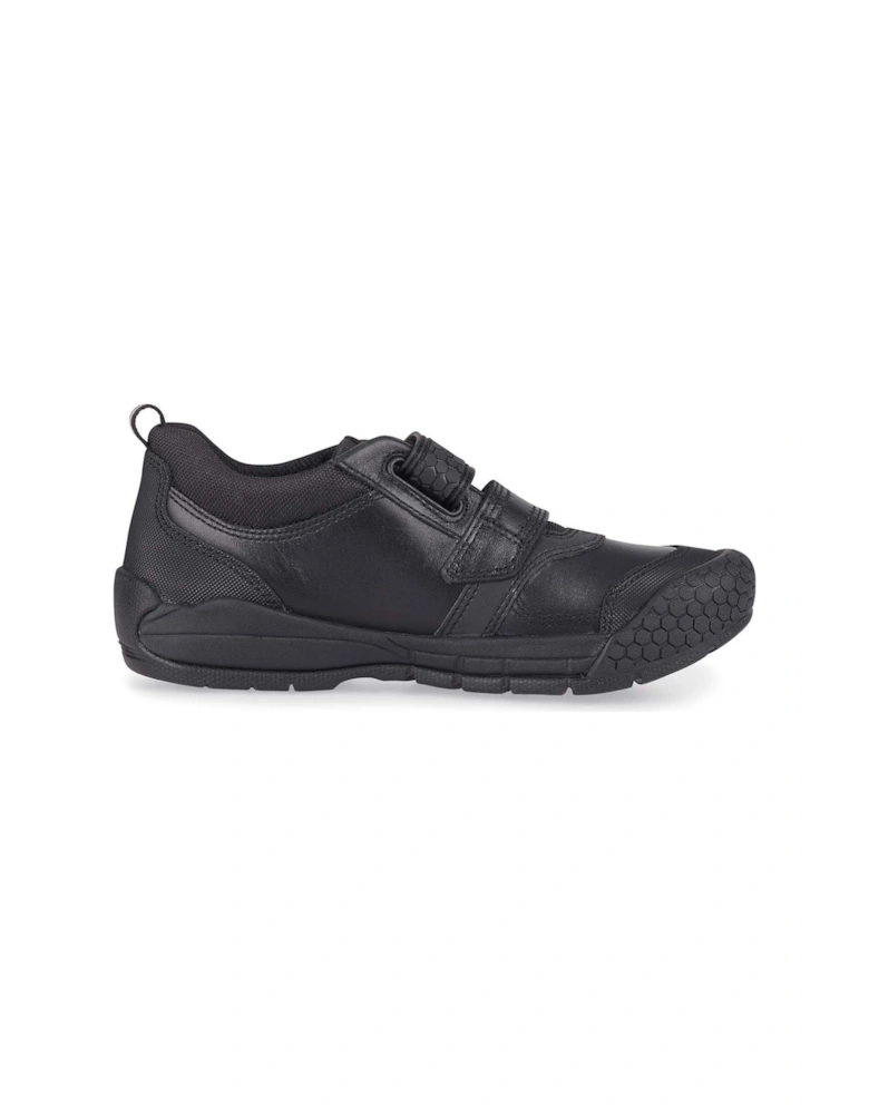 Boys Strike Black Leather Durable