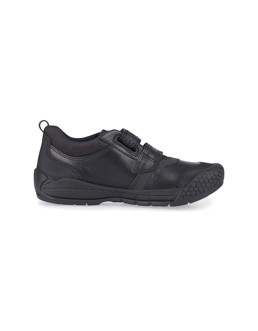 Boys Strike Black Leather Durable