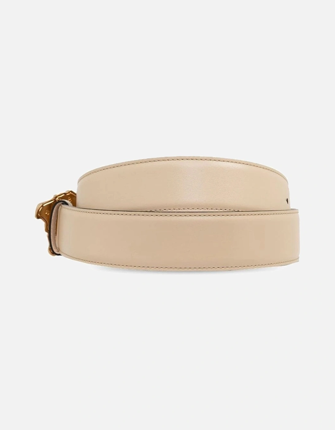 Medusa Buckle Leather 4cm Belt Beige