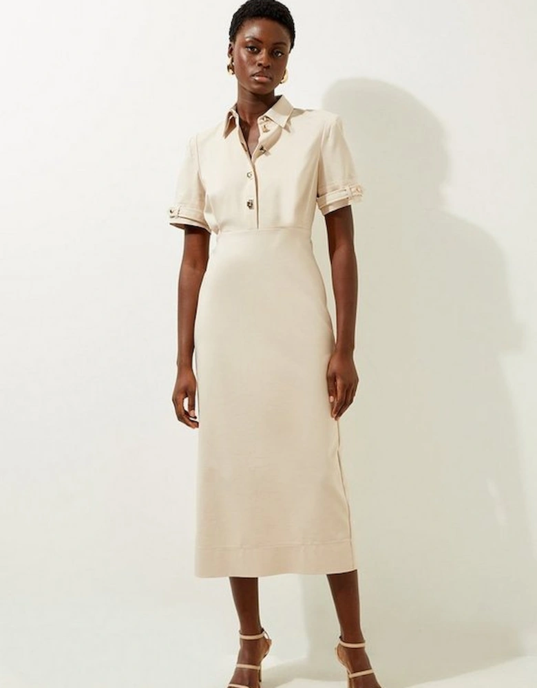 Tall Essential Techno Shirt Sleeve Woven Shirt Dress With Gold Hardware