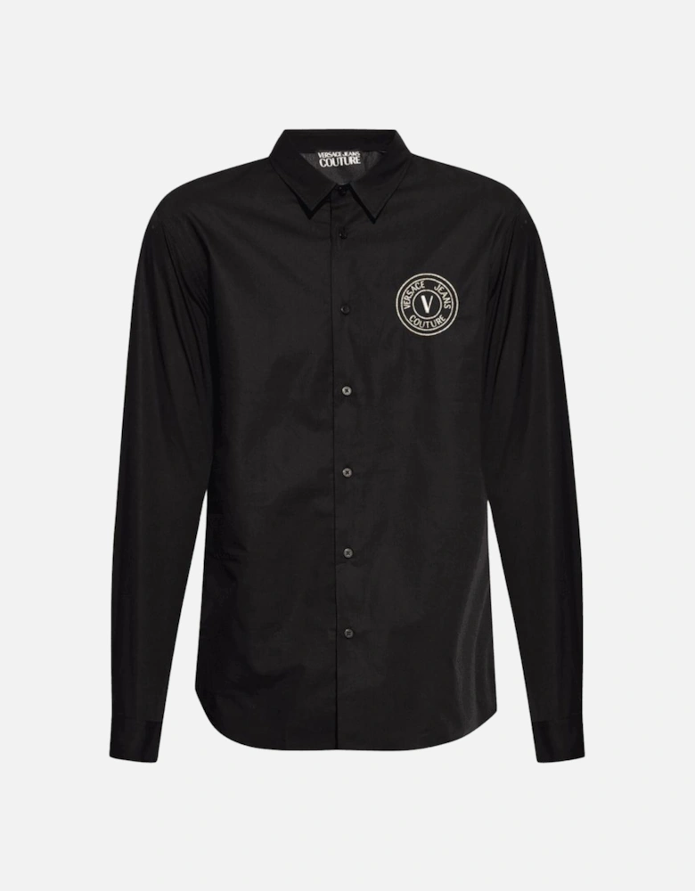 Cotton Printed V-Emblem Logo Black/Gold Shirt