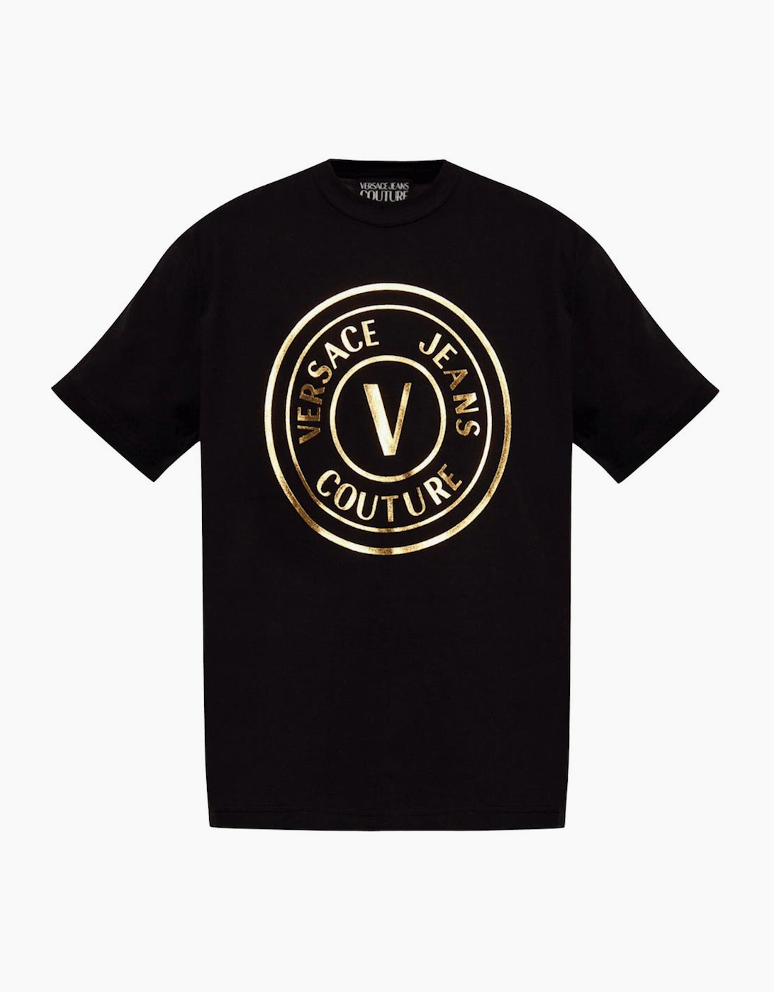 Versace Men's Black V-Emblem Logo /Gold T-Shirt - Size 40