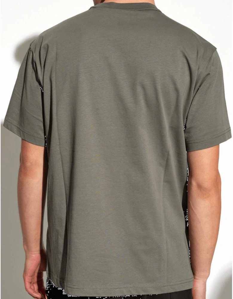 Cotton Mirrored Logo Khaki/Gold T-Shirt