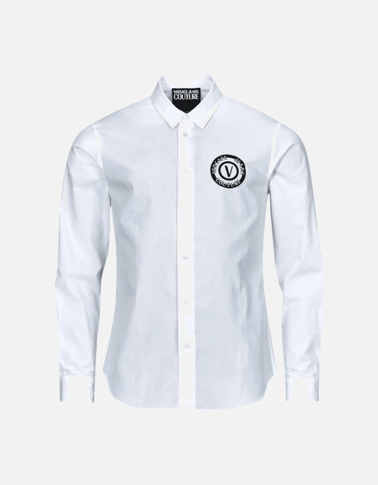 Cotton Printed V-Emblem Logo White Shirt