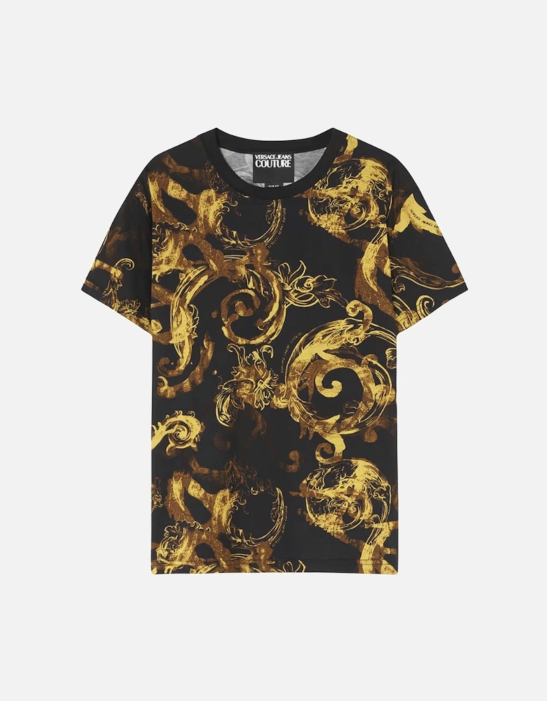 Cotton Watercolour Couture Black/Gold T-Shirt