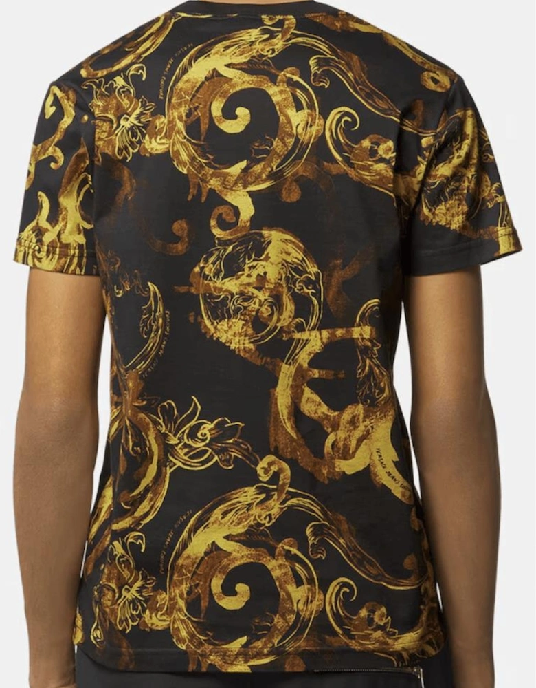 Cotton Watercolour Couture Black/Gold T-Shirt