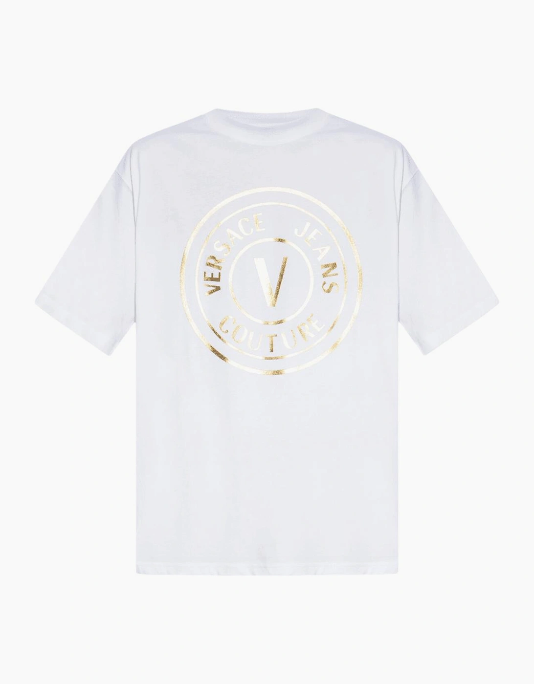 Versace Men's White V-Emblem Logo /Gold T-Shirt - : 38/Regular M