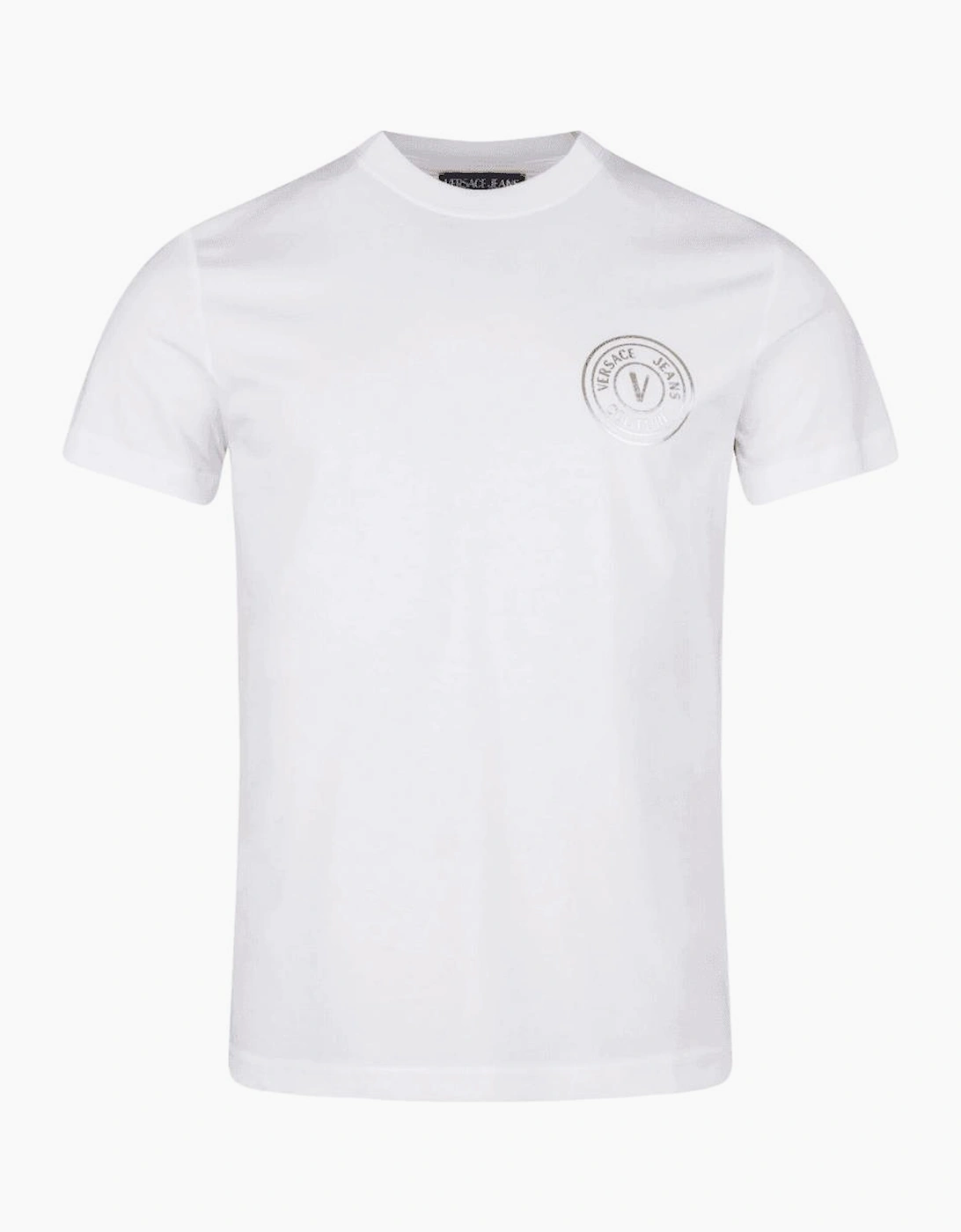 Versace Men's White Basic V-Emblem Logo /Gold T-Shirt - : 38/Regular M