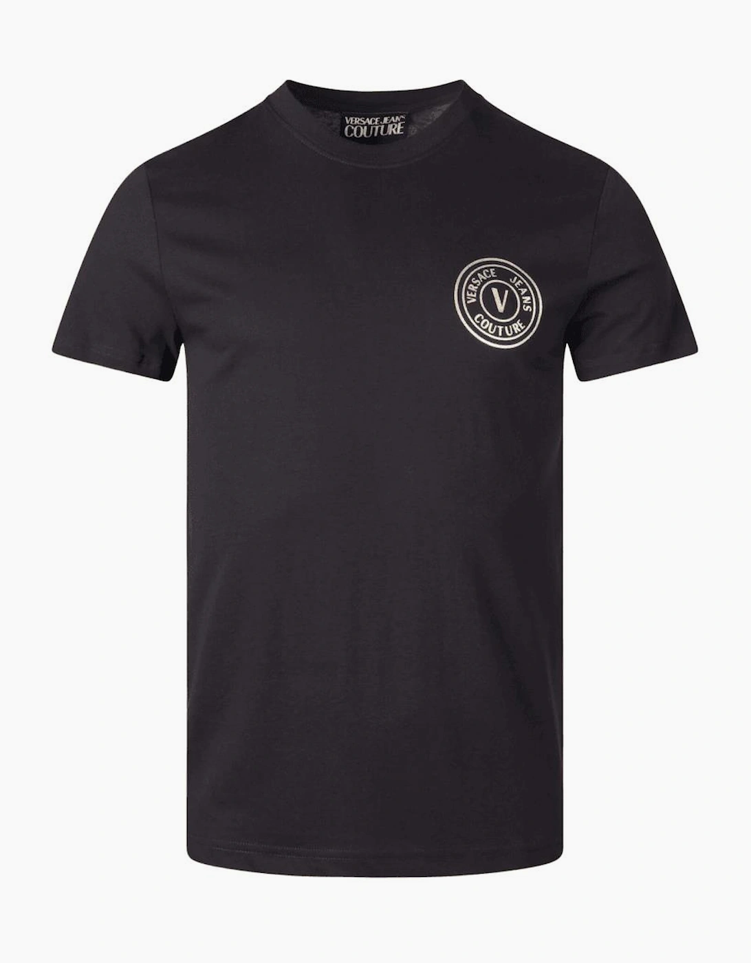 Versace Men's Basic V-Emblem Logo Black/Gold T-Shirt - Size: 36