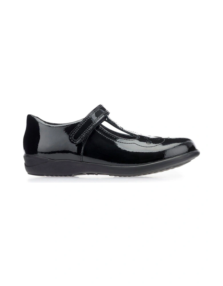 Poppy Younger Patent Strap School Shoes - Black