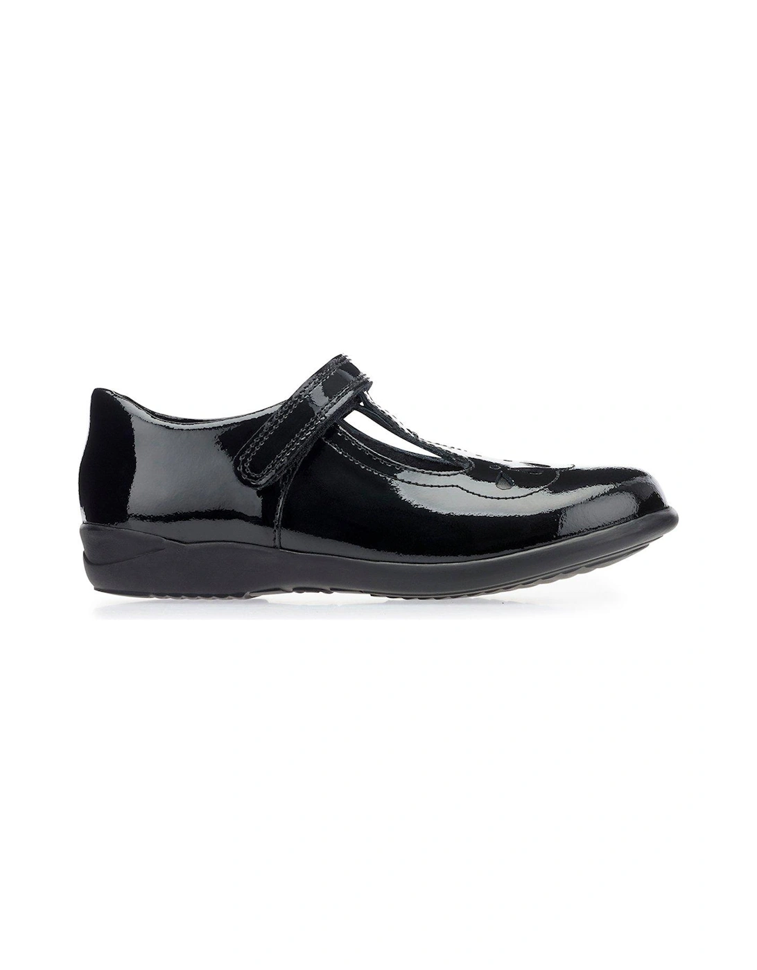 Poppy Younger Patent Strap School Shoes - Black